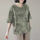 100% pure cotton round neck mid-cuff pocket T-shirt printed Korean style fashionable versatile loose women's high-end shirt for women