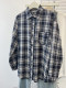 Power style dressing plaid shirt for women early autumn large size American retro loose exterior sunscreen shirt lazy style top