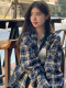 Power style dressing plaid shirt for women early autumn large size American retro loose exterior sunscreen shirt lazy style top