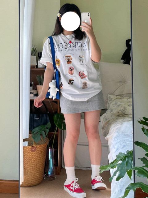 Gray sweat skirt skirt women's summer large size fat mm high waist hot girl small sports casual A-line hip short skirt
