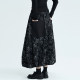 Lu and Yamamoto's dark front and back wear pleated printed texture versatile skirt black A-line pleated skirt