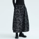 Lu and Yamamoto's dark front and back wear pleated printed texture versatile skirt black A-line pleated skirt