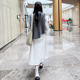 White skirt for women in spring and summer 2025 new mid-length high waist cover hips to make them look slim and casual large size pocket a-line skirt
