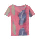 Fashionable age-reducing tie-dye printed short-sleeved T-shirt for women's summer new sexy V-neck mesh top slim-fitting meat-covering shirt