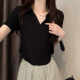 Green POLO Short Short -sleeved T -shirt Female Short Summer Slim Slim Vedic Cotton Pure Cotton Pure Cotton Plate White Top