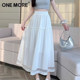 one more white skirt for women summer 2025 new style ink high waist moon skirt lace spliced ​​cake skirt X