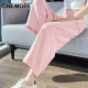one more white pants for women 2025 new loose slimming nine-point harem pants high waist straight wide-leg pants X