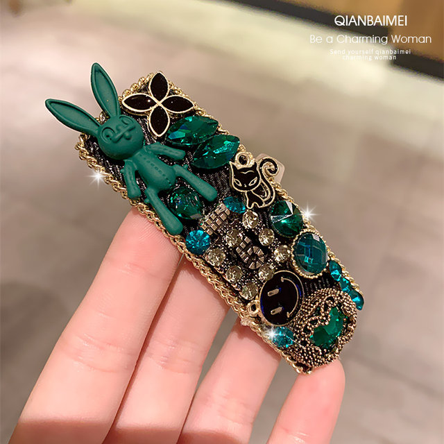 Hairpin women's 2023 autumn and winter new style one-line clip heavy industry full diamond high-end bangs side clip back head clip