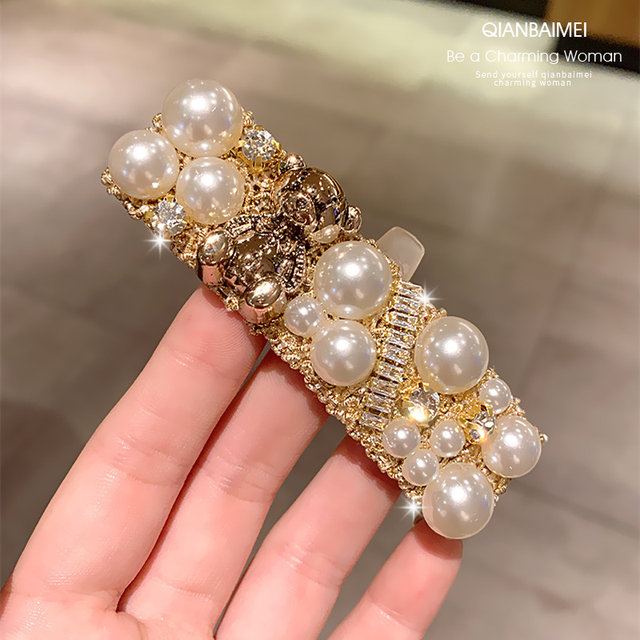 Hairpin women's 2023 autumn and winter new style one-line clip heavy industry full diamond high-end bangs side clip back head clip