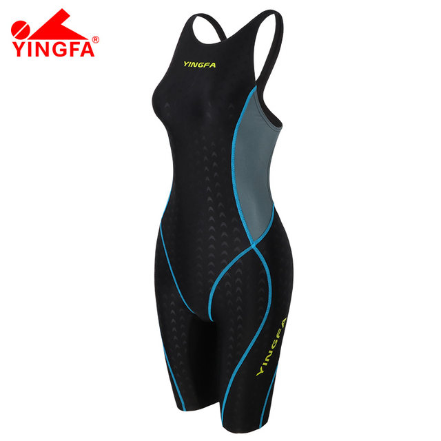Yingfa swimsuit women's sharkskin one-piece swimsuit large size mid-leg conservative slim professional swimsuit 953