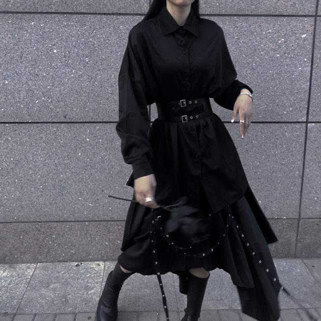 Spring and Autumn Skirts for Women 2025 New Shirts High Waist Irregular Yamamoto Design Sense Dark Style Long Skirt for Women Retro
