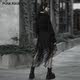 Dark punk chiffon skirt, high-end women's summer 2024 new style irregular lace splicing mid-length skirt street shooting
