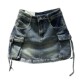 European products 2024 summer new three-dimensional pocket denim work skirt street hot girl fashion A-line skirt
