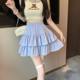 New autumn and winter versatile double-layer cake skirt for women with high waist slim short skirt for small lotus leaf skirt