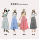 High-waisted temperament plaid cake skirt for women in summer new products black ears half-body long skirt versatile Korean design ins