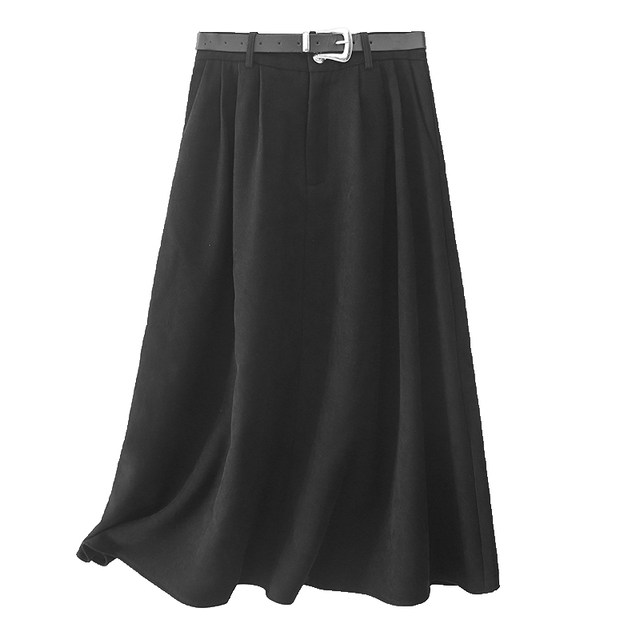 Retro suit skirt A-line skirt for women in autumn and winter high-waisted umbrella skirt to make them look slim mid-length over-knee hip pleated skirt
