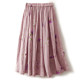 New Chinese style printed cotton and linen skirt for women in 2024 summer new loose and flowing drooping A-line umbrella skirt trendy