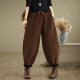 Retro corduroy plus velvet thickened harem pants for women loose slim casual dad pants autumn and winter warm velvet pants
