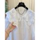 Design sense of niche large lapel lantern sleeve lace embroidered white shirt for women's spring and autumn age-reducing doll shirt for meat covering top
