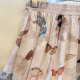 French butterfly printed cotton and linen skirt for women in summer high-end and versatile large styling a-line umbrella skirt drooping long skirt
