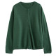 Literary round neck cotton knitted cardigan for women in autumn, casual and lazy style, large size long-sleeved sweater short jacket trendy
