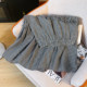 Retro black and white plaid black earring skirt for women in summer irregular A-line thin casual high-waisted long skirt
