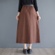 Retro wash cotton work skirt for women in spring and autumn new fashionable high waist mid-length A-line one-step skirt
