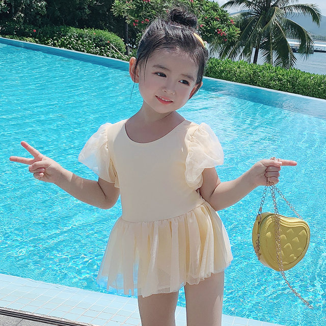 Children's swimsuit 2021 new style girls baby hot spring fashionable swimsuit cute princess little girl one-piece swimsuit