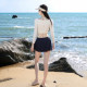 Women's 2025 summer new split sports skirt style seaside vacation long sleeve sun protection large size two-piece swimsuit