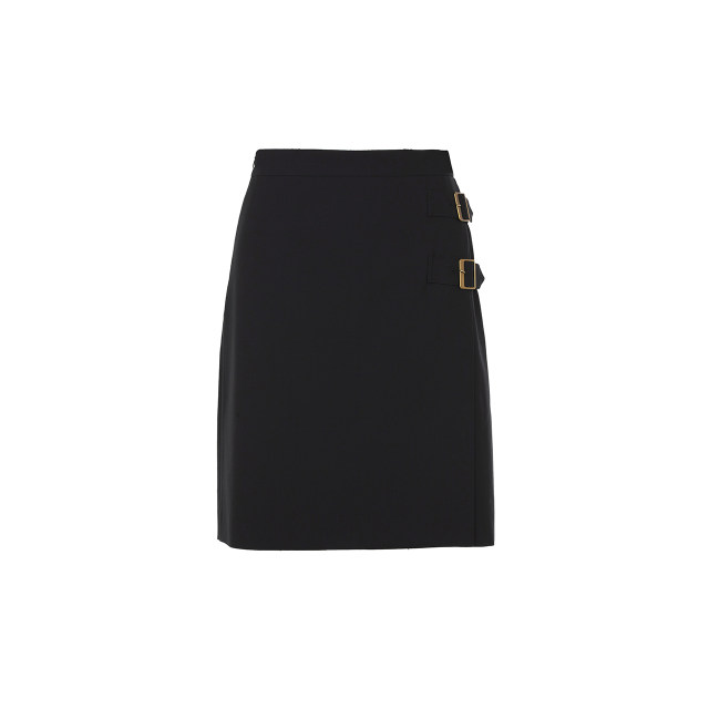 Langzi wool French design pleated retro a-line skirt women's short skirt winter new slim skirt
