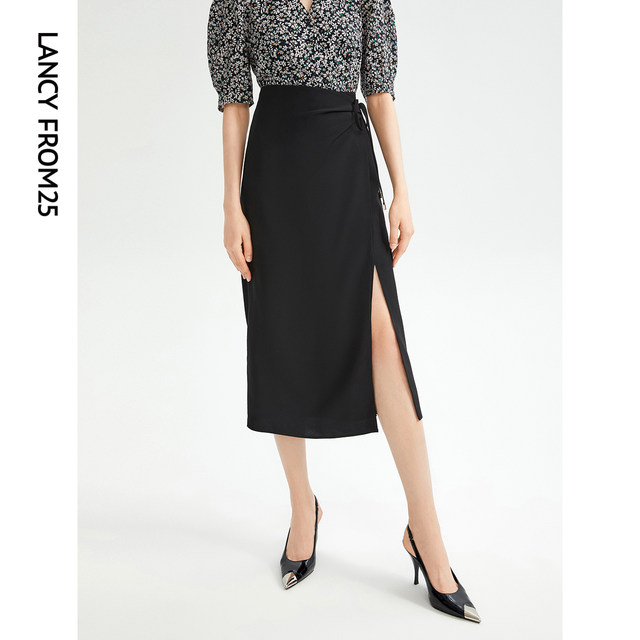 Langzi high waist straight tube slimming one -step skirt French high -level retro skirt female 2024 summer new skirt