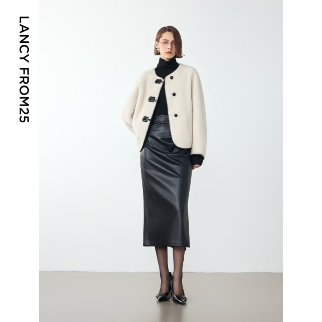 Langzi Pure Wool Advanced Sensitive Temperament Design Sensors Granules Coat Women 2024 Winter New Modeling Fur

