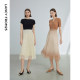Langzi French pleated skirt temperament gauze skirt 2024 summer new high -waisted straight tube high -end skirt female
