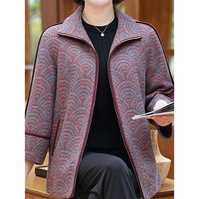 
Mother's spring and autumn new style high-end foreign-style coat 50-year-old middle-aged and elderly women's loose top grandma's large size coat