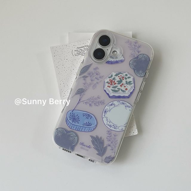 
Sunflower ins spring new Chinese style gentle and elegant purple branches and leaves plate box illustration suitable for Apple 17pro mobile phone case iphone16promax/15/14 protective cover anti-fall