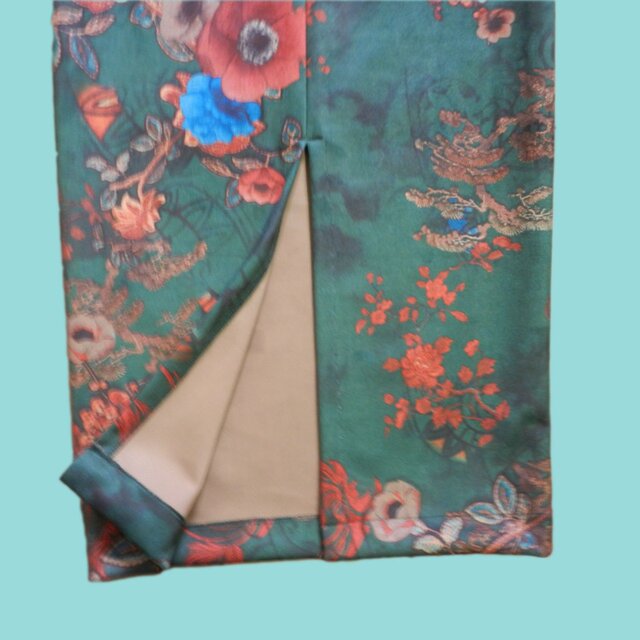New fashionable spring and autumn printed elastic texture deer leather rear slit long skirt high waist hip slim one-step skirt