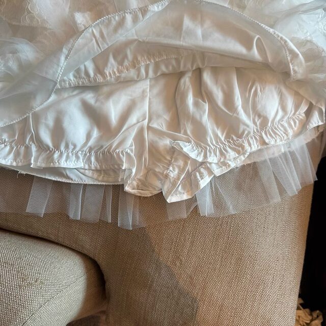 Sweet girl-style elastic high waist fluffy lace skirt summer new lace mesh spliced ​​A-line skirt
