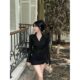 Irregular flared sleeve lace shirt for women early autumn hot girls v-neck short shoulder pad top high-quality sun protection shirt