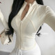 Windmill and Spear American hot girl German velvet stand collar long sleeve zipper cardigan jacket women's spring yoga sports top