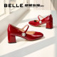 Cherry Amber Song Yuqi same style Belle Cherry Mary Jane shoes new thick high heel shoes D7L1DAQ5