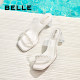 Belle women's shoes transparent French high heels 2025 summer new style wear one-strip slippers D8E1DBT5