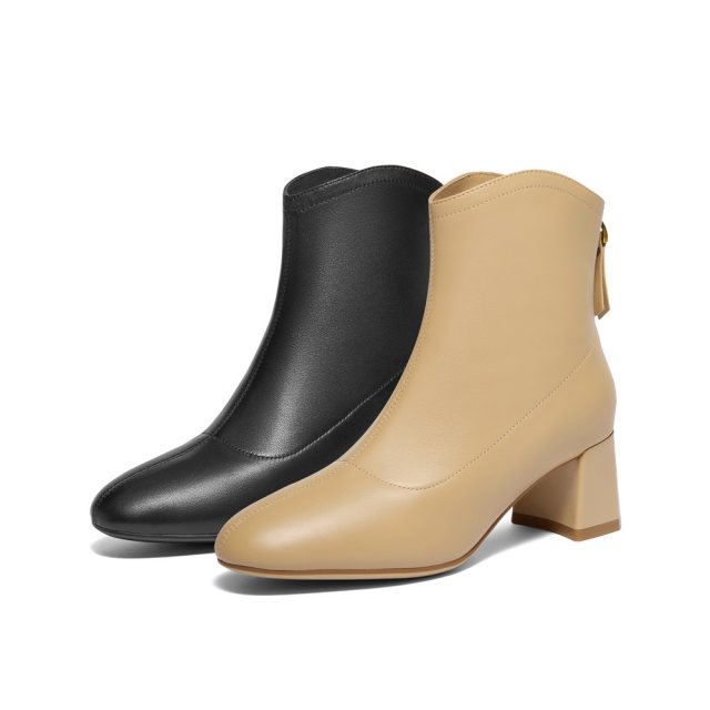 Belle women's boots fashion boots new slim boots super soft sheepskin women's shoes thick high heels elegant short boots B8Z1DDZ4