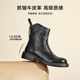 Belle women's boots retro fashion boots warm plus velvet slim boots cowhide shoes genuine leather short boots B2361DZ4