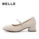 Belle women's shoes evening shoes genuine leather shallow mouth single shoes new high heels French Mary Jane shoes A7A2DCQ4