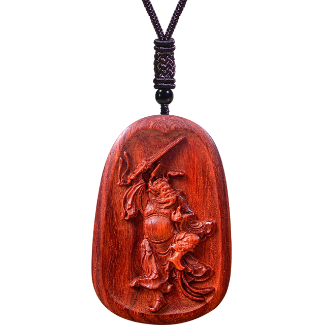 Zhongkui pendant, peach wood, rosewood, carved Tianshi statue, wood ...