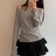 Korean chic summer ballet style ruffle cake skirt for women lace side zipper pleated anti-exposure skirt
