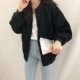 Casual loose large size fat mm black cotton baseball uniform work jacket for women in spring, autumn and winter Korean version versatile