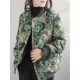 Winter large size loose cotton thickened printed long-sleeved cotton jacket for women age-reducing versatile short stand collar baseball uniform
