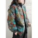Winter large size loose cotton thickened printed long-sleeved cotton jacket for women age-reducing versatile short stand collar baseball uniform
