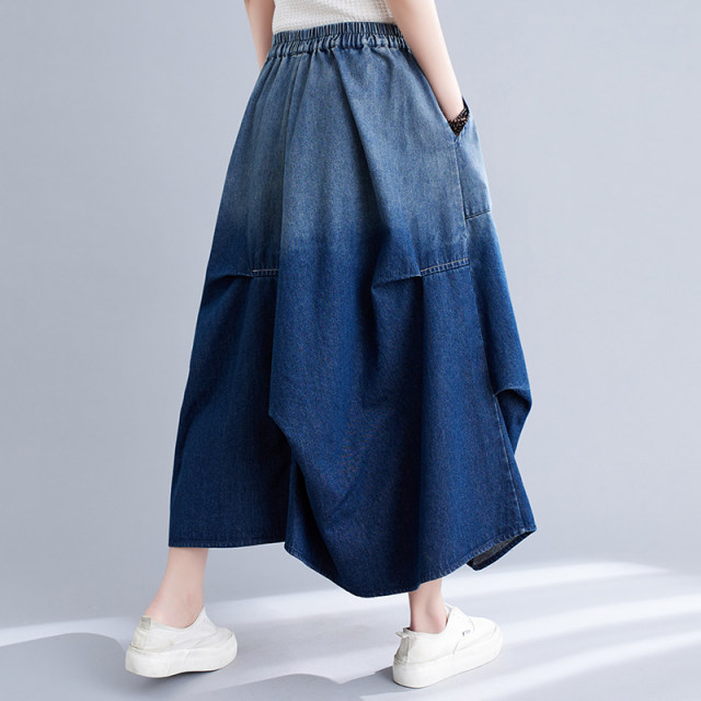 Xiaofei's home ~ Denim skirt spring and summer new style slim mid-length skirt temperament versatile wash water big sway skirt
